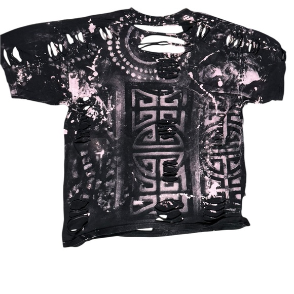 Rolling Stones Tongue Logo T-shirt Customized Acid Washed Pink And Black Sz XL - Picture 4 of 5